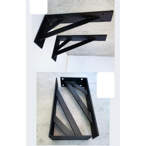 Killer Heavy Duty Shelf Brackets 80 Inch Wall Mounted Black Triangle Supports showcases sturdy design for DIY shelving.