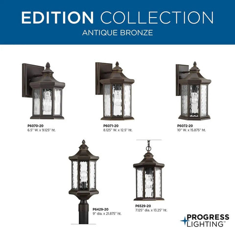 Traditional Antique Bronze Hanging Lantern With Clear Water Glass, 1-100W Medium Socket, Classic Vintage Farmhouse Pendant Light display