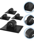 Four piece durable kayak motor mount bracket clips in black PVC for harsh conditions, shown at multiple angles with close-ups.