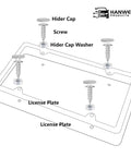 Diagram of Beefy Chrome Zinc Alloy License Plate Frame Universal Fit Heavy Duty Never Rust Durable with labeled parts.