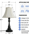 Three Piece Vintage Style Lamp Set With Bronze Finish And Brown Fabric Shades Includes Two Table Lamps And One Floor Lamp 26 Inch Table Lamps And 61 Inch Floor Lamp Solid Iron Construction For Classic Home Decor With Retro Vibe shown with dimensions and material details.