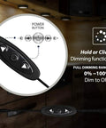 Under Cabinet LED Puck Lights With Dimmer Switch, Dimmable Setup, 12-Pack Black Round Under Counter Lighting, dimming function detail