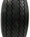 Front view of a black tire from Four Pack 8 Inch White Golf Cart Wheels And 18X8.5-8 4 Ply Sawtooth Tires Set Fits Club Car Ez-Go Yamaha.