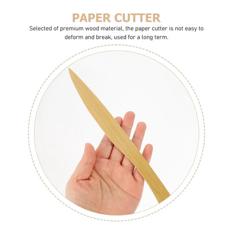Two Pack Wooden Letter Opener Set Handy Envelope Slitter For Quick Mail Openings, shown held in a hand for size reference.