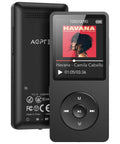 Bluetooth 5.3 MP3 Player With Built In Speaker 1.8 Inch Screen FM Radio Voice Recorder 32GB Internal Storage Expandable Up To 128GB MicroSD Portable Music Player For On The Go showing front and back view
