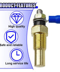 Heavy Duty Universal Water Coolant And Oil Temperature Sensor One Eighth Npt Electrical Sender For Engines Built Like A Boss With Smooth Operation Gold Housing close-up detail.