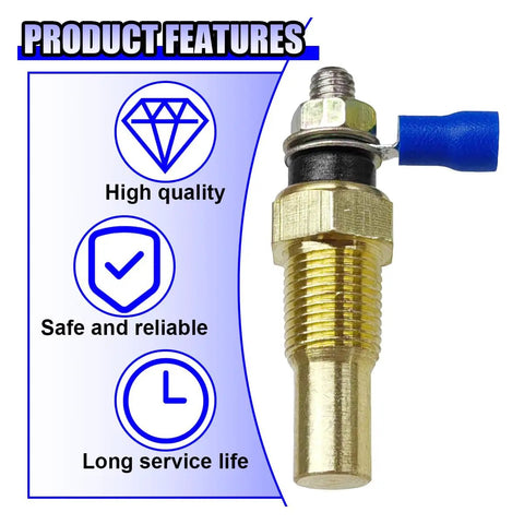 Heavy Duty Universal Water Coolant And Oil Temperature Sensor One Eighth Npt Electrical Sender For Engines Built Like A Boss With Smooth Operation Gold Housing close-up detail.