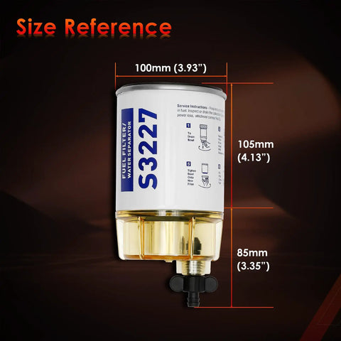 Marine Outboard Fuel Filter Water Separator With Clear Bowl Assembly Replacement For Outboard Motors 10 Micron size reference