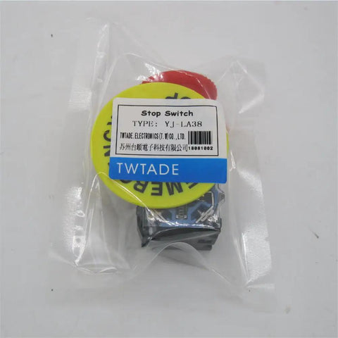 Red Mushroom Emergency Stop Push Button Switch 22mm 1 NO 1 NC Latching Panel Mount 440V AC 10A packaging view