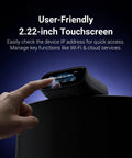 Comet Pro Remote KVM Over WiFi Dual Band WiFi 6 Desktop KVM touchscreen with finger showing 2.22-inch display functionality