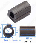 8Mm To 11Mm Shaft Sleeve Adapter showing dimensions for RV030 worm gear reducer, CNC sleeve for stepper motors and small DC motors
