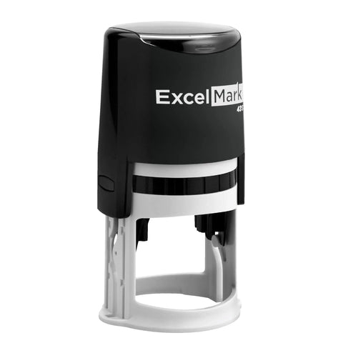 No Sweat Round Clock Stamp For Teachers Time Telling Practice Self Inking Pad easy clear base alignment shown in black.
