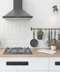 Modern kitchen setting featuring Barn Door Handles Two Pack Sliding Door Handles 6 3 Inch Hole Center Black Zinc Alloy Cabinet Pulls