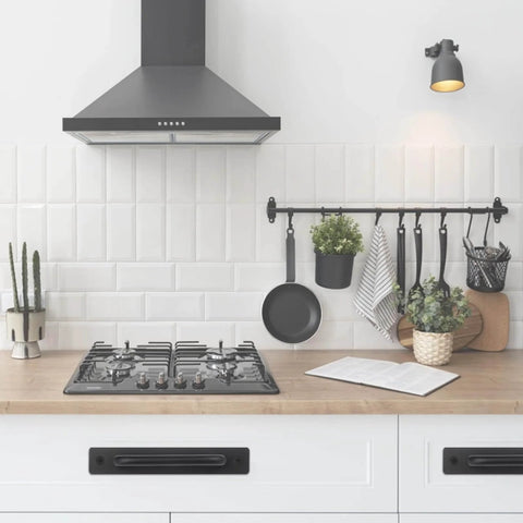 Modern kitchen setting featuring Barn Door Handles Two Pack Sliding Door Handles 6 3 Inch Hole Center Black Zinc Alloy Cabinet Pulls