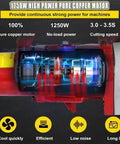 Heavy Duty Handheld Electric Hydraulic Rebar Cutter Saw 1250W Cuts 4 To 20Mm Rebar In Seconds Portable Cutting Machine With Stainless Steel Carry Case Rc-20 motor interior showcasing pure copper components.