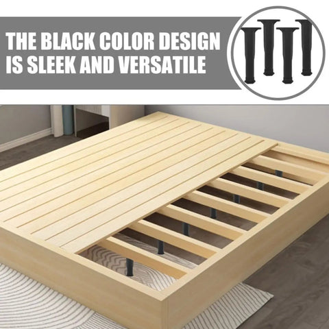 Adjustable Height T Shaped Bed Frame Support Legs 6 Pack Black PP Stable Furniture Replacement Feet for Bed Center Support