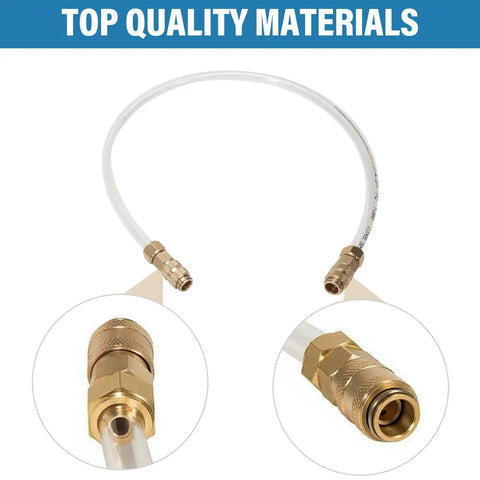 Seal Kit for Hydraulic Steering System Front Mount Cylinders With Wrench Included, brass connectors close-up shown