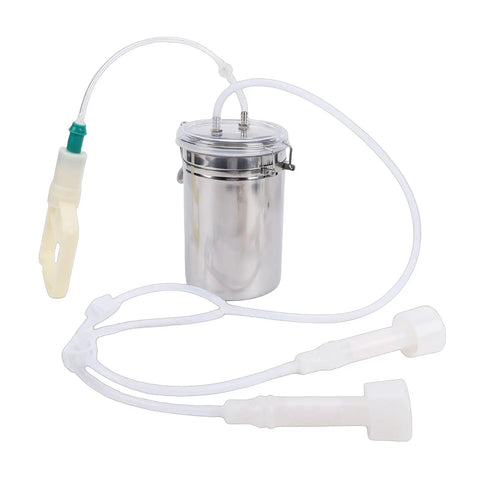 Manual Milking Machine With Strong Suction And 2000ml Stainless Steel Bottle, Portable Milking Kit displayed on a white background