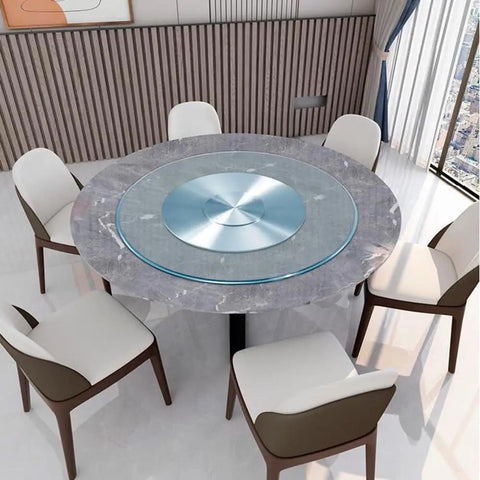Dining table with 30 Inch Kitchen Tabletop Lazy Susan Turntable With Tempered Glass 360 Degree Swivel Serving Tray Aluminum Base