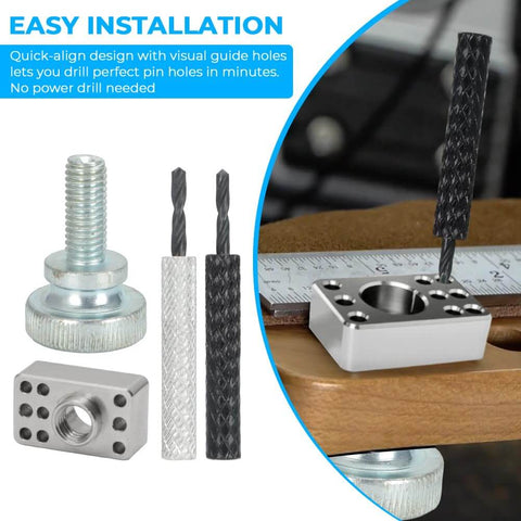 Guitar Tuner Drill Jig Made Of Stainless Steel For Pin Mount 6 In Line Machine Heads Easy Install Precise Hole Alignment
