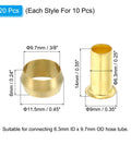 Brass Compression Ferrules Kit For Three Eighths Inch OD Hose Go To Fittings For Air Water Gas Lines 20 Pack brass sleeve dimensions