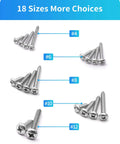 Bulk Stainless Steel Wood Screws Set, 550 Piece Assortment With Phillips Pan Head Self Tapping Screws