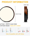 Sleek Modern Black Flush Mount Ceiling Light With 2 Lights, Mid Century Round Wood Accent Fixture, product dimensions