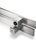 12 Inch Solid Stainless Steel Push Pull Door Handle For Barn And Glass Doors Heavy Duty Commercial Grade Brushed Finish With 304 Stainless Steel Standoffs And 4.6mm Deep Engagement. Close-up of brushed stainless pair