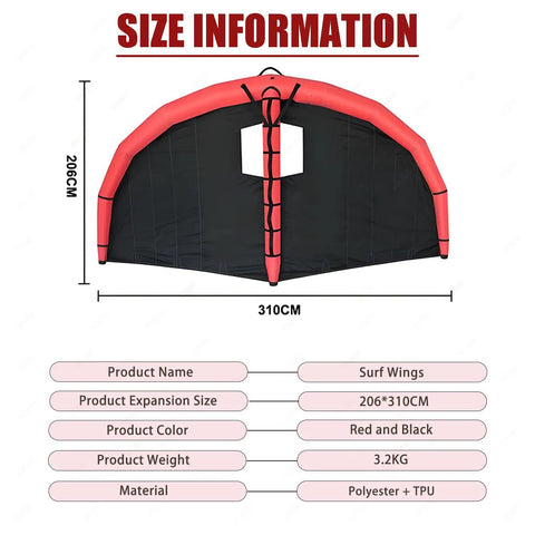 Inflatable Wingsurfer Wing Foil Kite With Window For Kitesurfing Durable Polyester With TPU Coating size 206x310cm