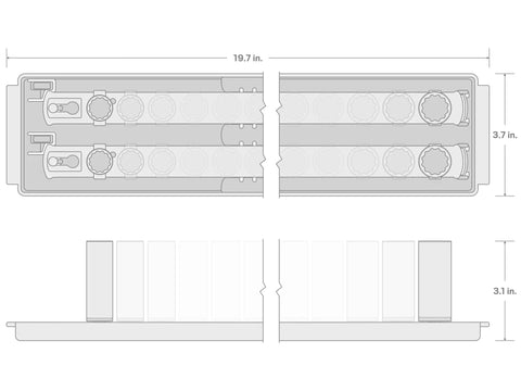 Diagram of Three Eighth Inch Drive Twelve Point Socket Set With Rails And Tray Thirty Piece Inch Sizing from Quarter to One Inch