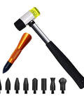 9 Piece Auto Dent Repair Pen Kit With Multi Head Leveling Pens For Car Sheet Metal Dents Removal Lightweight Aluminum Handle High Strength Fatigue Resistant Easy Auto Body Repair Tool Set DIY Friendly, 9 heads shown