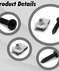 Image of Eight Set Solid As A Rock Black Tail Light Screws And Nuts Top Shelf Replacement Hardware for 1999 to 2022 Chevy GMC Cadillac. Detailed view of black screws and silver retainers.