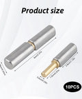 Image showing product size of Tough And Reliable 10-Pack Weld-On Barrel Hinges For Heavy Duty Applications; dimensions visible.