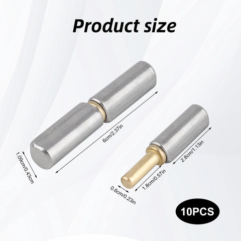 Image showing product size of Tough And Reliable 10-Pack Weld-On Barrel Hinges For Heavy Duty Applications; dimensions visible.