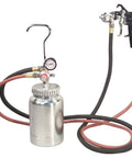 2 Quart Pressure Pot With Gun And 6 Ft Twin Hose, 1.2mm Nozzle, Pressure Gauge And Regulator, Black Handle Spray System