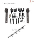 Quadro 4088 Barn Door Kit 42 By 96 Inches Black Matte Solid MDF Core Sliding Interior Door Slab With 6.6 Foot Black Rail Hardware