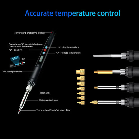 Diagram of 60W Digital Soldering Iron With Complete Heat Set Insert Kit 370 Threaded Inserts For 3D Printing M2 M2.5 M3 M4 M5 M6