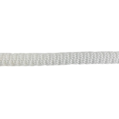 Close-up of Half Inch White Polyester Rope on a 250 Ft Spool, Solid Braid Dacron Multipurpose Utility Rope with Low Stretch