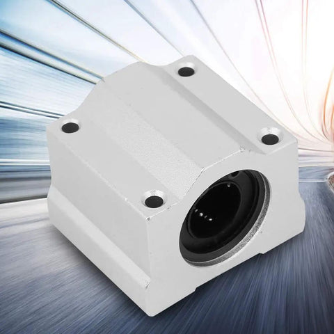 High Octane Aluminum Alloy SCS16UU Linear Ball Bearing Slide Block close-up view with smooth finish for CNC machinery.