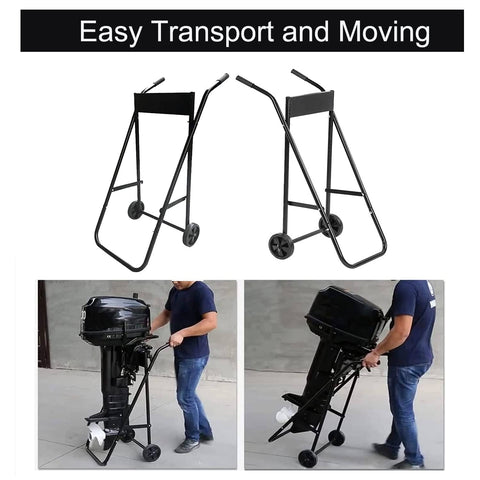 Heavy Duty Outboard Motor Stand Cart With Two Wheels, Built To Last Workhorse Steel Engine Carrier For Boats Up To 165 Lbs