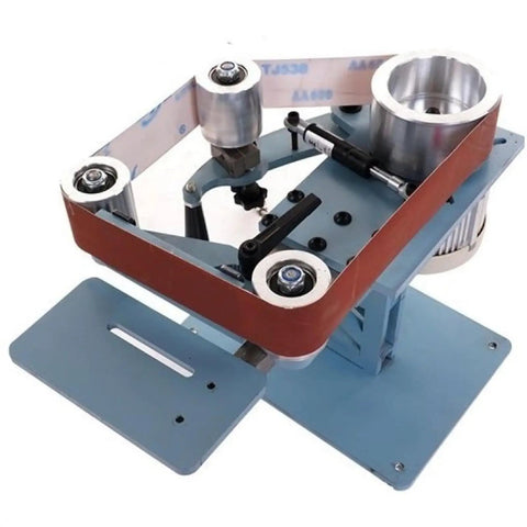 Shop Grade Heavy Duty Electric Belt Sander With 1200W Brushless Motor And 915X50mm Wide Belt showing top view of drive mechanism and sanding belt.
