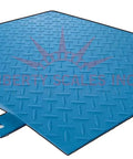 Built Tough Digital Floor Scale With Smooth Roll Ramp For Warehouse Pallet Jacks And Carts, 1000 Lb NTEP Certified Platform close-up of blue steel deck.