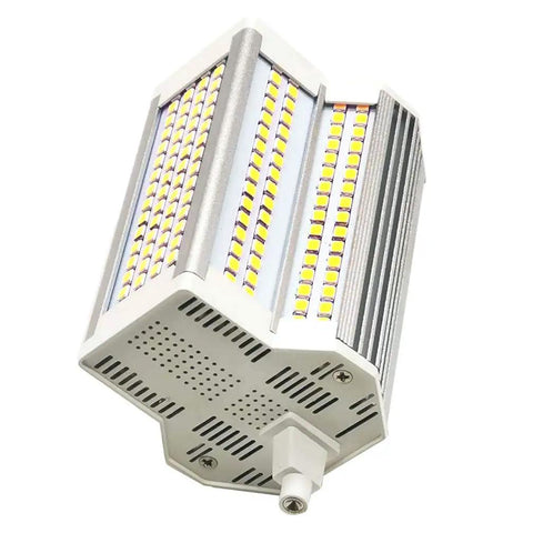 R7S 50W LED Bulb Dimmable 3000K Warm White J Type Double Ended 118mm showing side view with LED strips