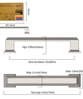 Dimensions and design of 10 Pack Brushed Satin Nickel Cabinet Pulls 3-3/4 Inch Hole Center, shown with detailed measurements.