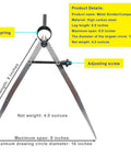 Heavy Duty 8 Inch Adjustable Steel Wing Divider With Rock Solid Locking Pin For Leather Crafting And Woodworking No Nonsense Precision Circle Gauging Tool displaying features and measurements.