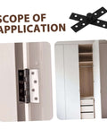 Rock Solid Heavy Duty Stainless Steel Pivot Hinges For Hidden Doors And Secret Bookcases In Black Finish Versatile For Home Office And Commercial Use Rotating Top And Bottom Hinge Positioning For Smooth Quiet Operation shown installed in a wardrobe