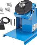 Rock Steady 180mm Rotary Welding Positioner with 90 Degree Tiltable Turntable and Manual Locking Dial, blue metal base.