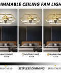 Dimmable Speed Adjustable Ceiling Fan With Light And Remote Control Acrylic Modern Smart Fan Light 60W Luxury Gold Finish