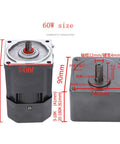 Heavy Duty Geared Motor 110V 60W Single Phase Reversible Motor With Variable Speed Controller 0 To 135 RPM dimensions illustration