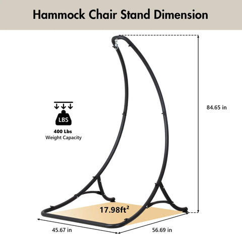Heavy Duty Hammock Chair Swing Stand Outdoor Frame Holds Up To 400 Lbs Black Sturdy Triangle Design All Weather Steel
